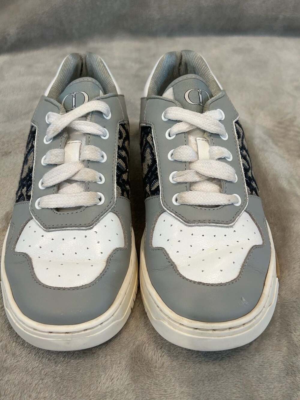 Dior B27 Uptown Low-Top Sneakers Gray White Oblique Jacquard